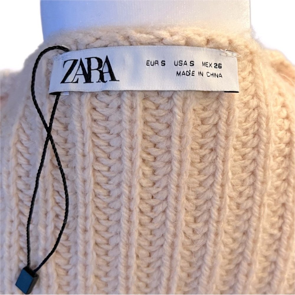 Zara Crossover Cardigan Sweater NWOT w/Tie Detail Blush Pink Small Blogg… - Picture 10 of 15